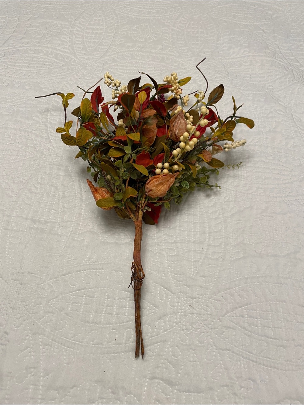 FALL Artificial Floral Bush or Pick Mixture of Autumn Leaves Berries Seed Pods